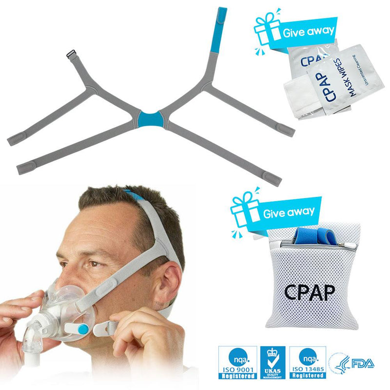 2-Pack for CPAP Headbands - CPAP Replacement Accessories - Standard Size with 4 Clips