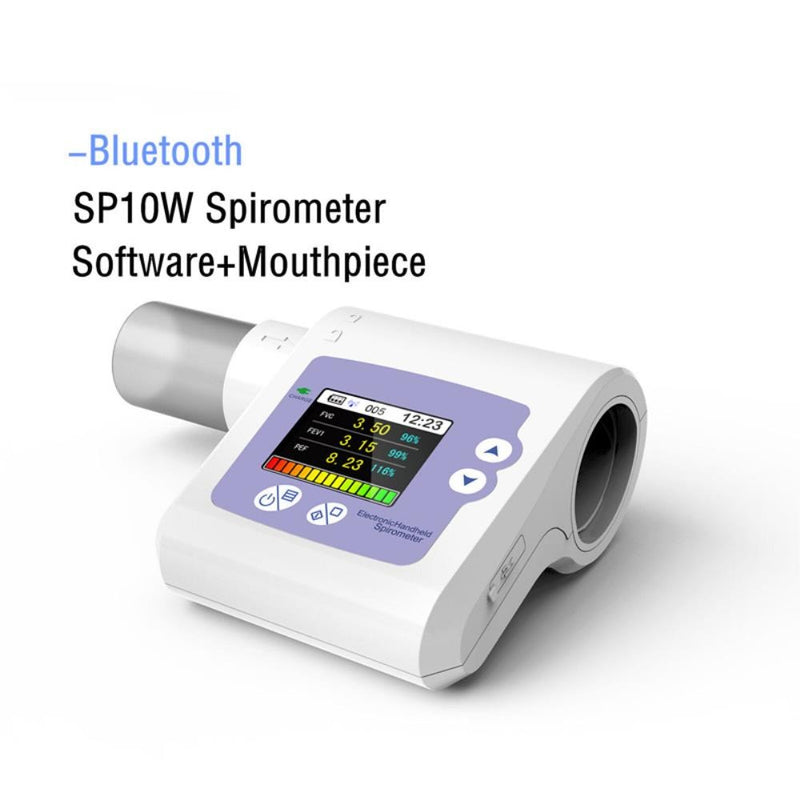 Bluetooth digital spirometer with mouthpiece and software